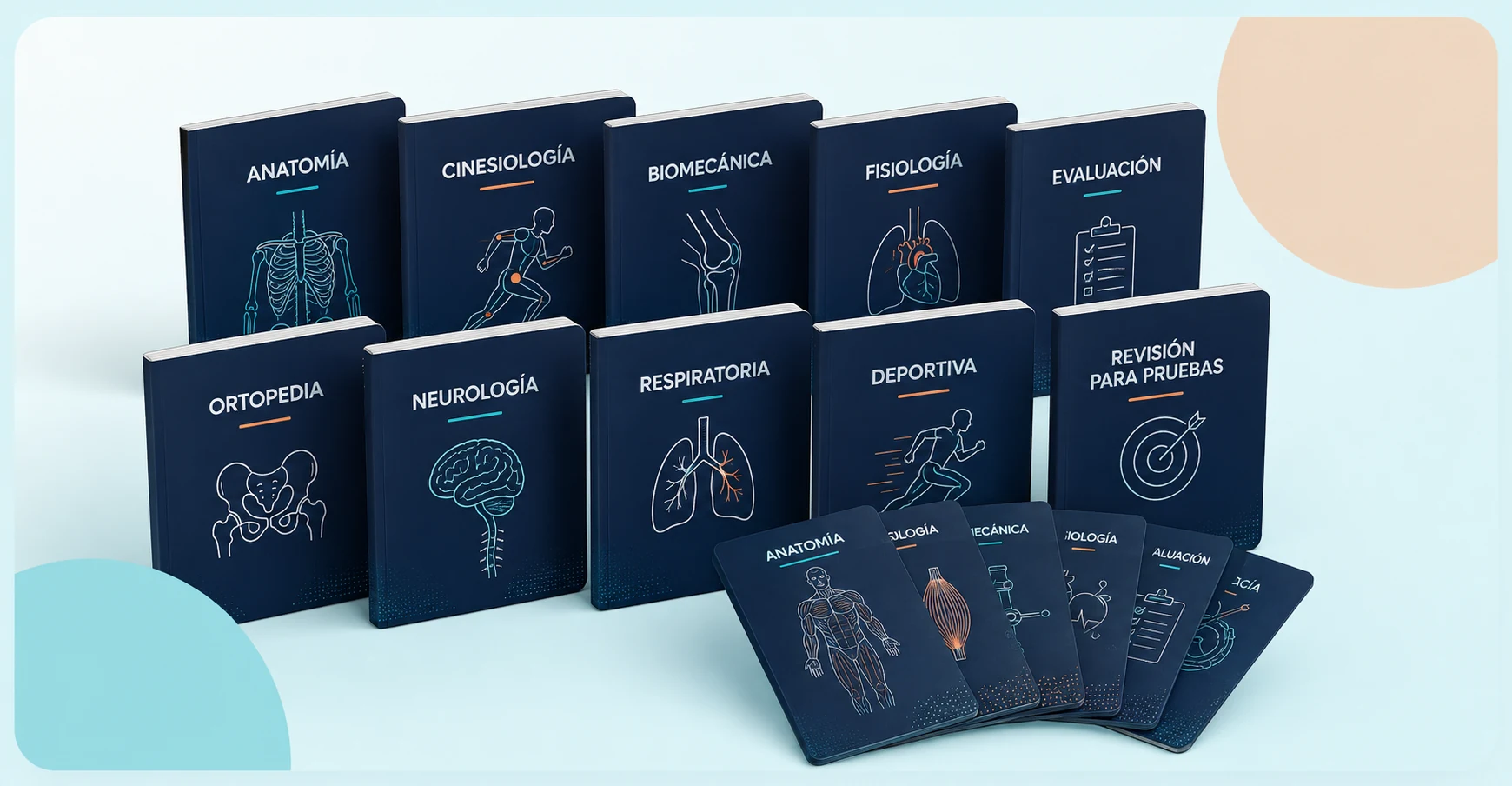 Mockup de las 10 áreas de la biblioteca visual de Fisioterapia